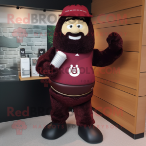 Maroon Guinness mascot costume character dressed with a Leggings and Clutch bags