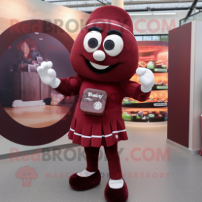 Maroon Guinness mascot costume character dressed with a Leggings and Clutch bags