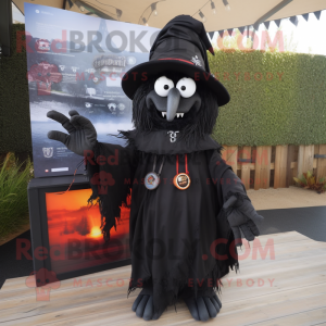 Black Scarecrow mascot costume character dressed with a Cover-up and Keychains