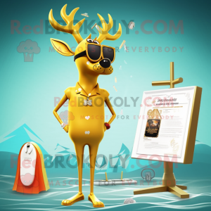 Gold Deer maskot kostume...