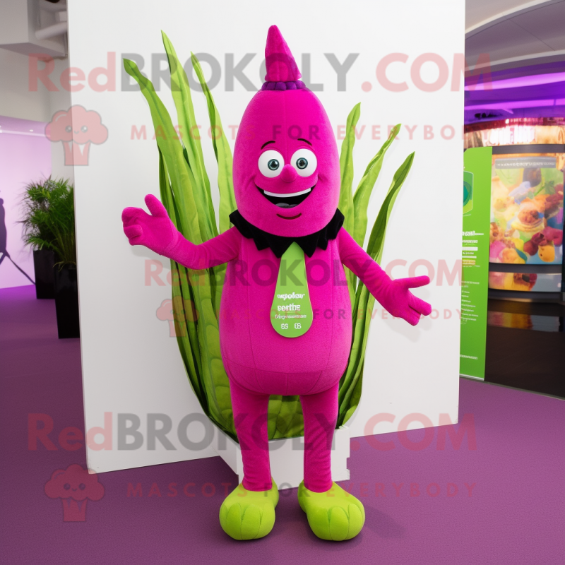 Magenta Asparagus mascot costume character dressed with a Trousers and Anklets