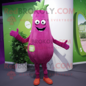 Magenta Asparagus mascot costume character dressed with a Trousers and Anklets