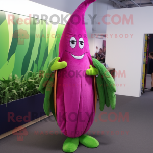 Magenta Asparagus mascot costume character dressed with a Trousers and Anklets