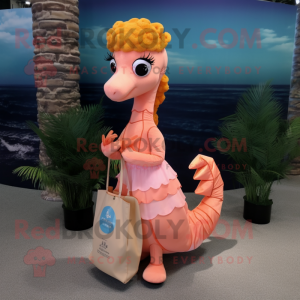 Peach Sea Horse maskot...