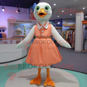 Peach Gull mascot costume character dressed with a Dress Shirt and Anklets