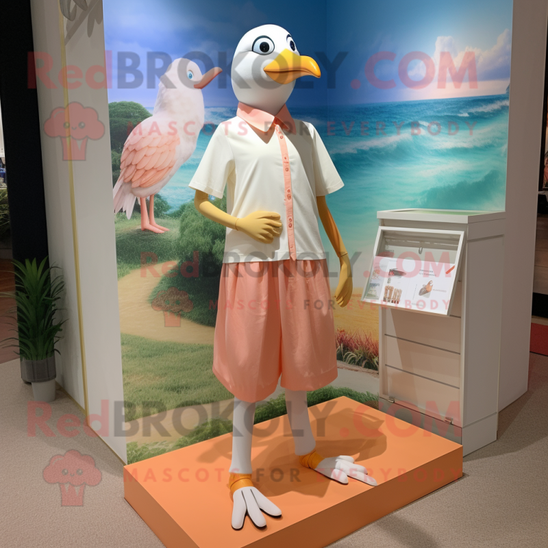 Peach Gull mascot costume character dressed with a Dress Shirt and Anklets Peach Gull mascot costume character dressed with a Dress Shirt and Anklets