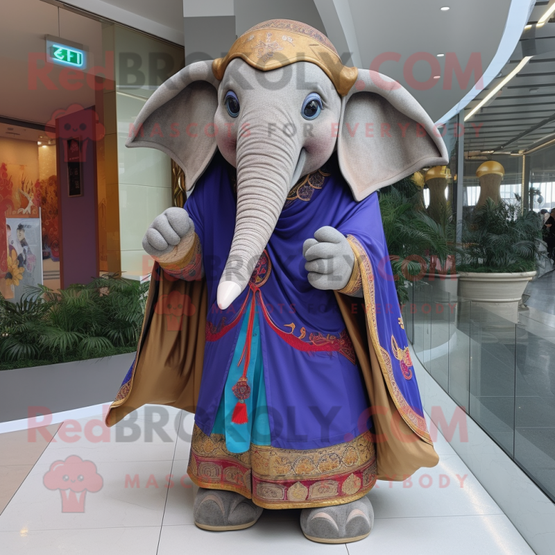 nan Elephant mascot costume character dressed with a Coat and Shawls