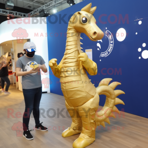 Gold Sea Horse maskot drakt...