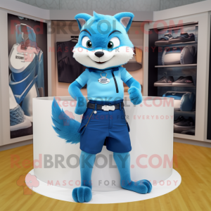 Blue Marten maskot kostym...