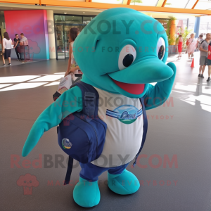 Teal Whale mascotte kostuum...