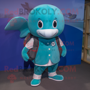 Teal Whale mascotte kostuum...