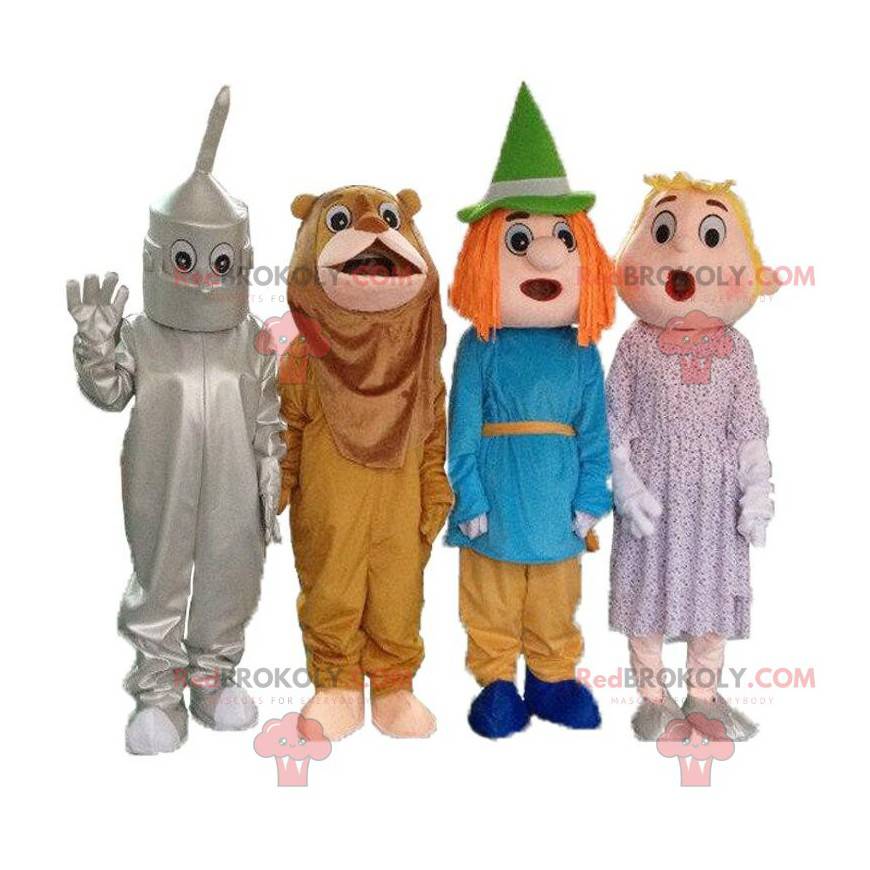 4 mascotte del cartone animato "Il mago di Oz", 4 travestimenti