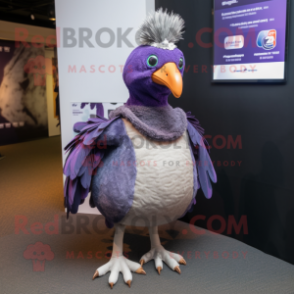 Lavender Guinea Fowl mascot costume character dressed with a Bodysuit and Headbands