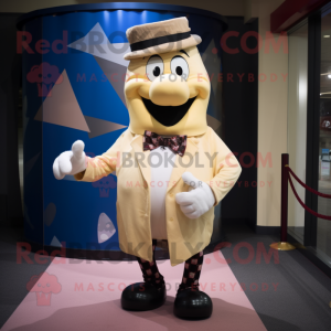 Cream Beef Wellington mascot costume character dressed with a Skinny Jeans and Bow ties