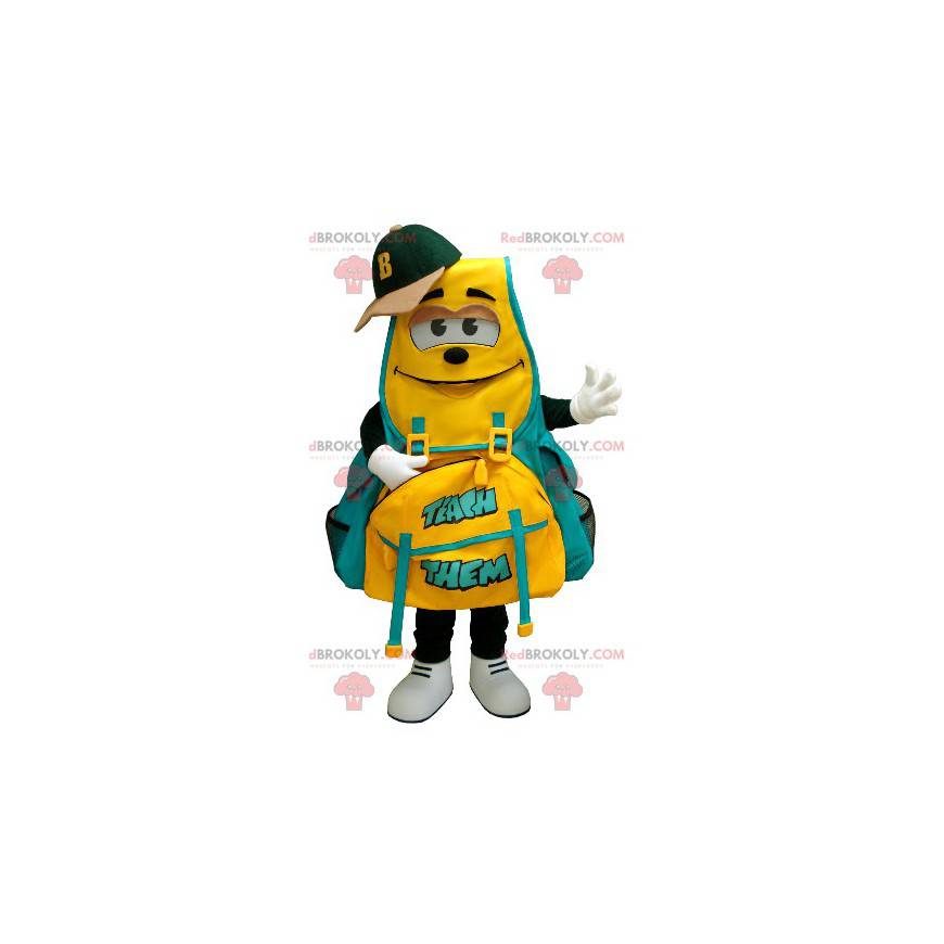 Yellow and green backpack mascot - Redbrokoly.com