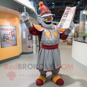 Gray Swiss Guard mascot costume character dressed with a Baseball Tee and Reading glasses