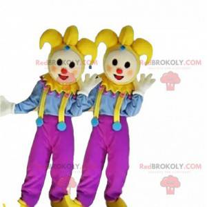 2 colorful costumes of acrobats, jesters of the king -