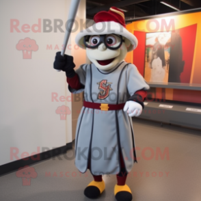 Gray Swiss Guard mascot costume character dressed with a Baseball Tee and Reading glasses