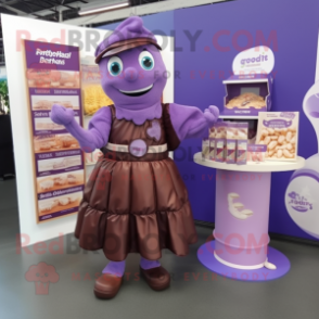 Lavender Chocolate Bar mascot costume character dressed with a Dress and Keychains