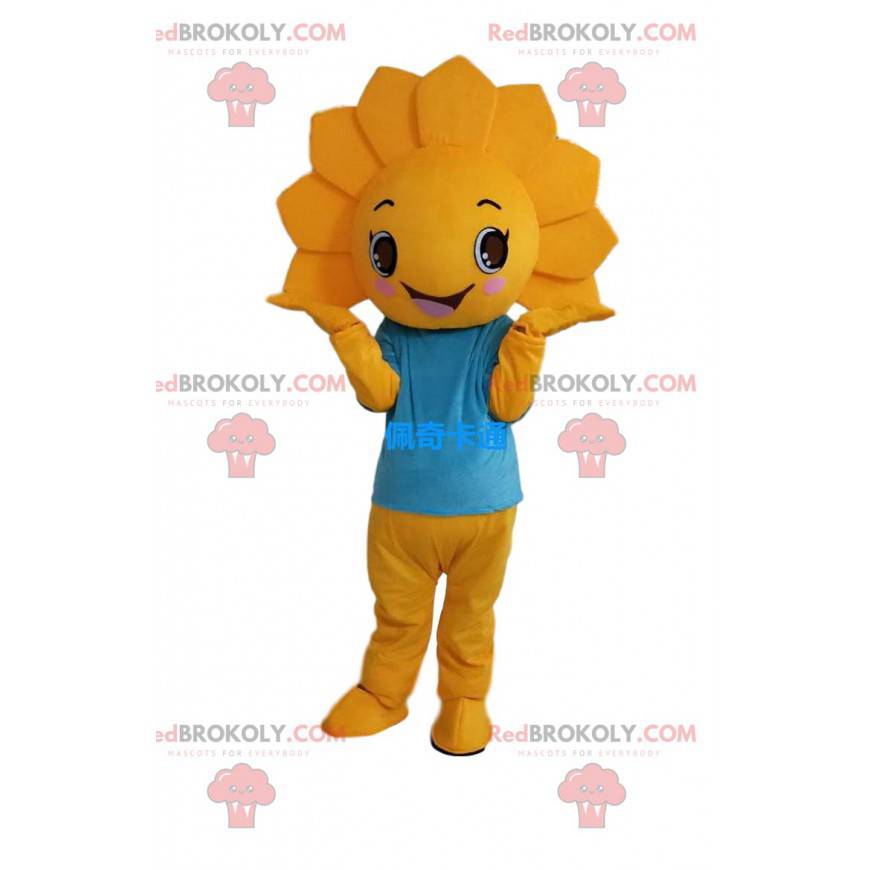 Beautiful yellow flower costume with a blue t-shirt -
