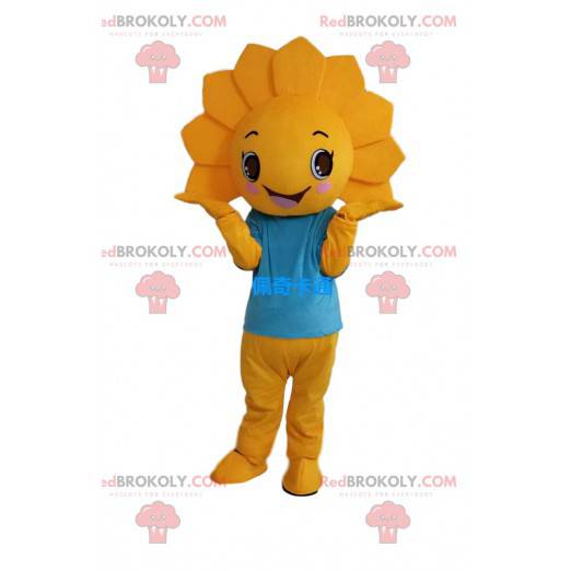 Beautiful yellow flower costume with a blue t-shirt -