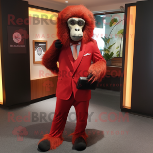 Röd babian maskot kostym...