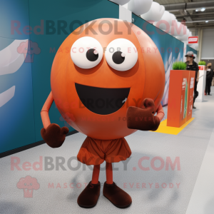 Rust Handball Ball mascot costume character dressed with a Leggings and Wraps
