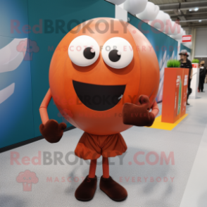 Rust Handball Ball mascot costume character dressed with a Leggings and Wraps