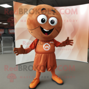 Rust Handball Ball mascot costume character dressed with a Leggings and Wraps