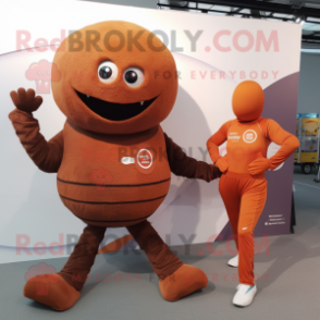 Rust Handball Ball mascot costume character dressed with a Leggings and Wraps
