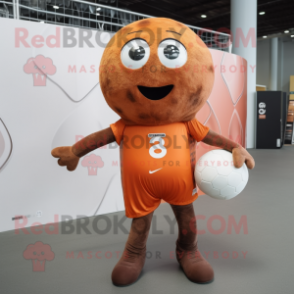 Rust Handball Ball mascot costume character dressed with a Leggings and Wraps