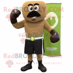 Olive Boxing Glove mascot costume character dressed with a Trousers and Handbags
