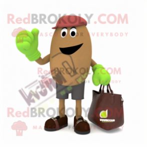 Olive Boxing Glove mascot costume character dressed with a Trousers and Handbags