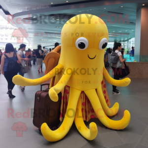 Geel Octopus mascotte...