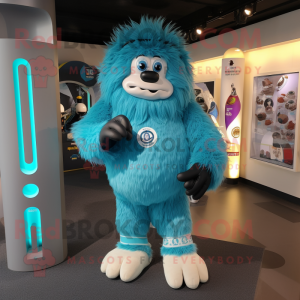 Cyan Yeti mascotte kostuum...