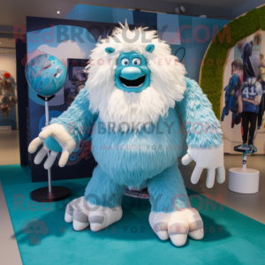 Cyan Yeti mascotte kostuum...