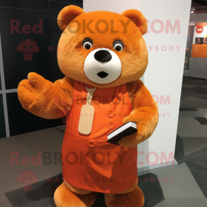 Orange Bear maskot drakt...