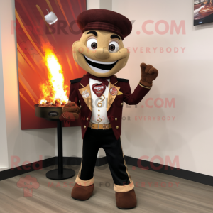 Brown Fire Eater mascot costume character dressed with a Blazer and Shoe clips