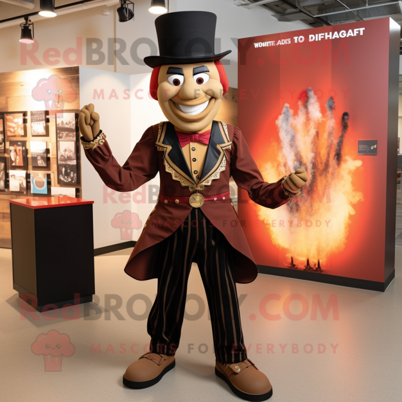 Brown Fire Eater mascot costume character dressed with a Blazer and Shoe clips Brown Fire Eater mascot costume character dressed with a Blazer and Shoe clips