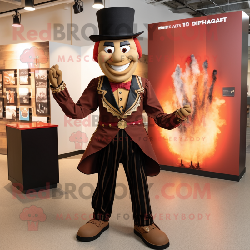 Brown Fire Eater mascot costume character dressed with a Blazer and Shoe clips