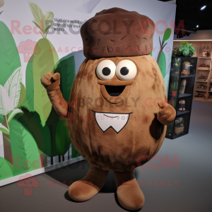 Brown Turnip mascot costume character dressed with a Cover-up and Clutch bags
