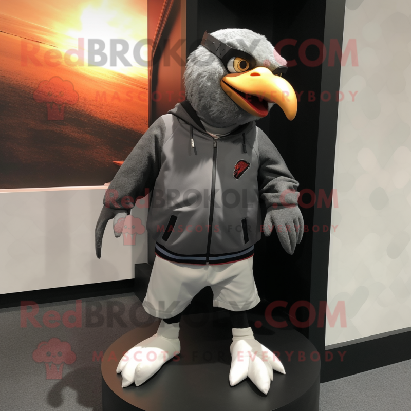 Gray Crow mascot costume character dressed with a Sweatshirt and Pocket squares Gray Crow mascot costume character dressed with a Sweatshirt and Pocket squares