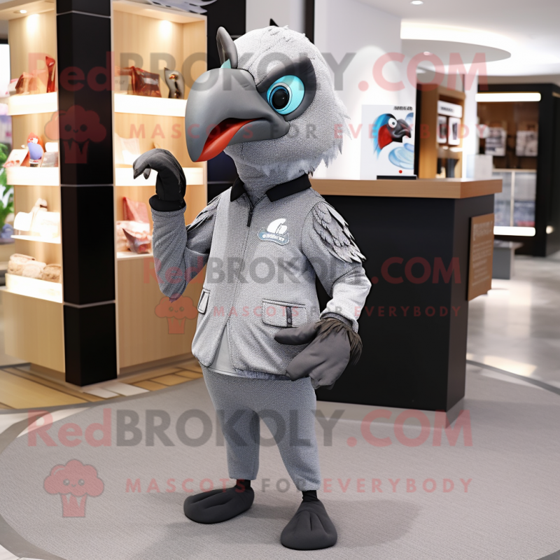 Gray Crow mascot costume character dressed with a Sweatshirt and Pocket squares Gray Crow mascot costume character dressed with a Sweatshirt and Pocket squares