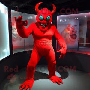 Red Demon maskot kostume...