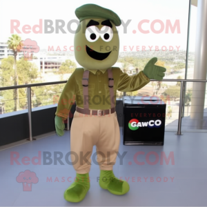 Olive Horseshoe mascot costume character dressed with a Cargo Pants and Ties