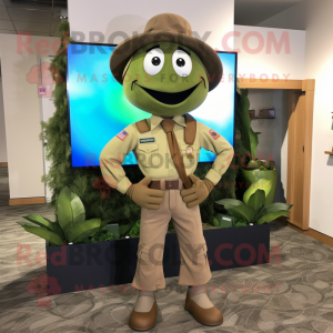 Olive Horseshoe mascot costume character dressed with a Cargo Pants and Ties