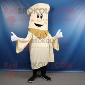 Cream Goulash mascot costume character dressed with a Long Sleeve Tee and Tie pins