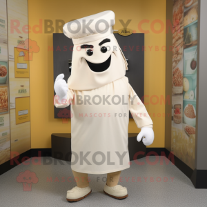 Cream Goulash mascot costume character dressed with a Long Sleeve Tee and Tie pins