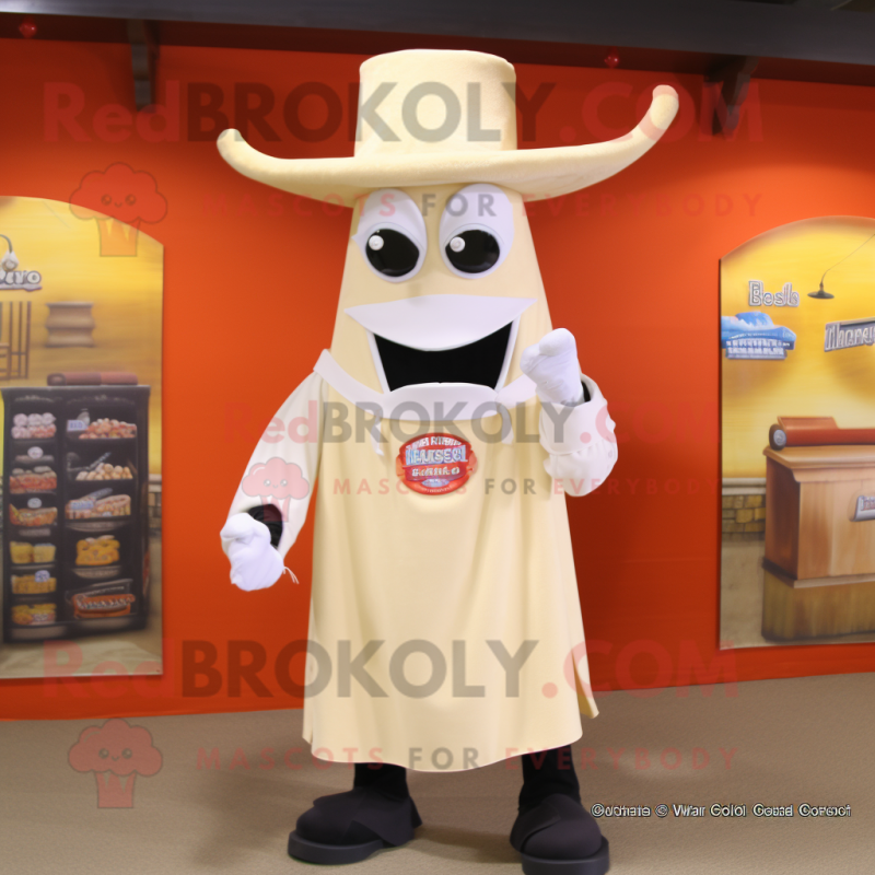 Cream Goulash mascot costume character dressed with a Long Sleeve Tee and Tie pins