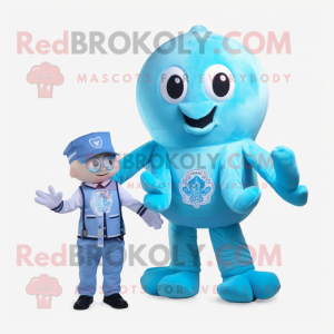 Sky Blue Octopus maskot...